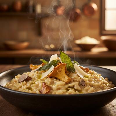 Truffle-Infused Wild Mushroom Risotto with Crispy Sage