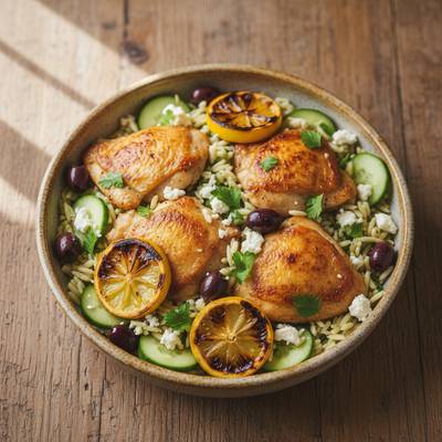 One-Pan Lemon Garlic Chicken with Herbed Orzo
