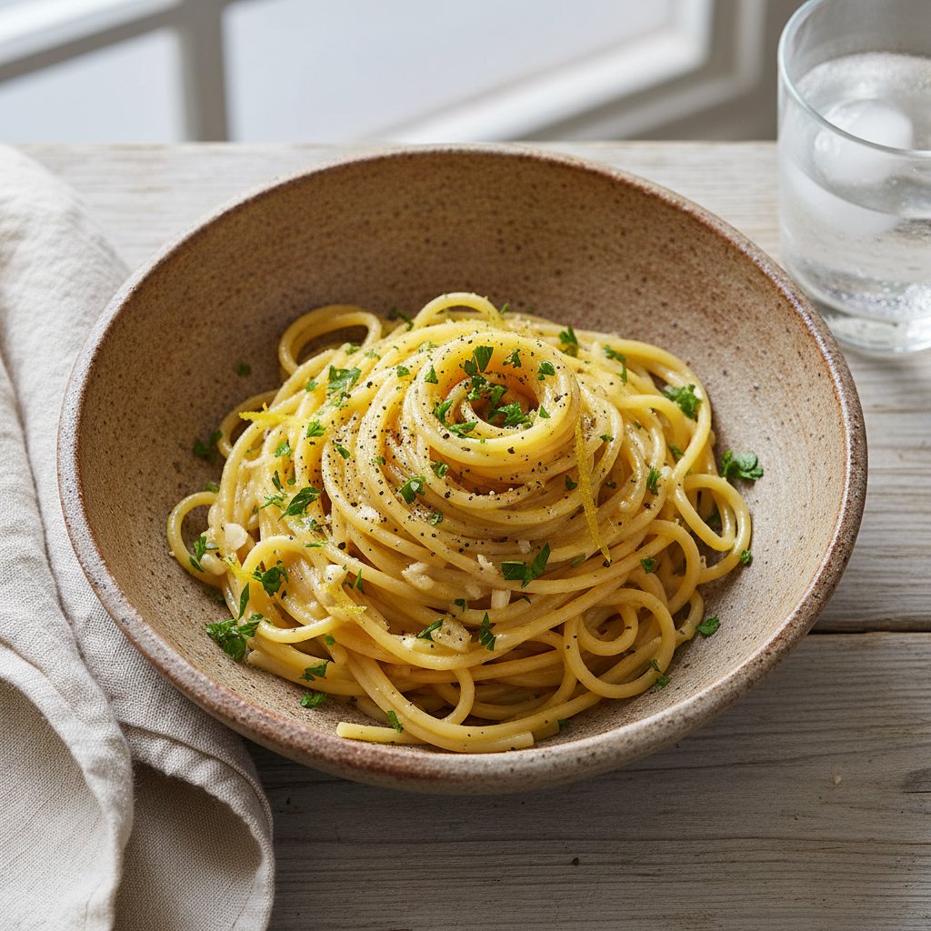 Creamy One-Pot Lemon and Garlic Spaghetti