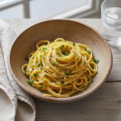 Creamy One-Pot Lemon and Garlic Spaghetti