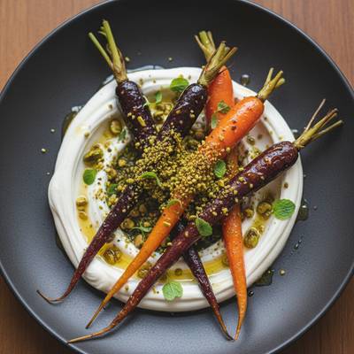 Charred Heirloom Carrot and Whipped Labneh Salad