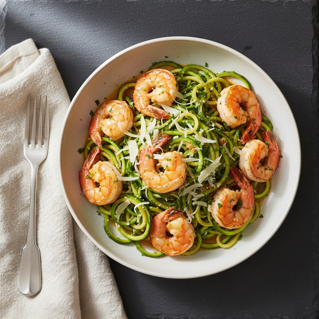 Zesty Garlic Butter Shrimp Zoodles
