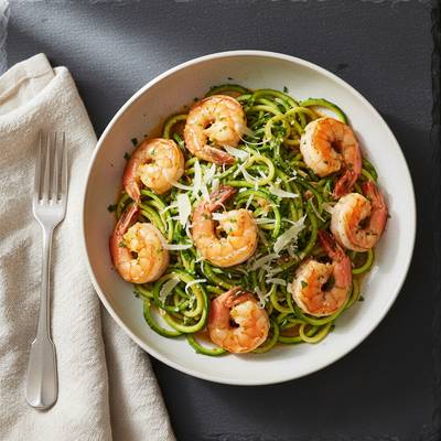 Zesty Garlic Butter Shrimp Zoodles