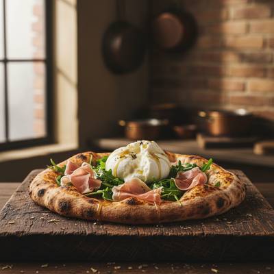 Artisanal Burrata and Prosciutto di Parma Pizza with Truffle Honey