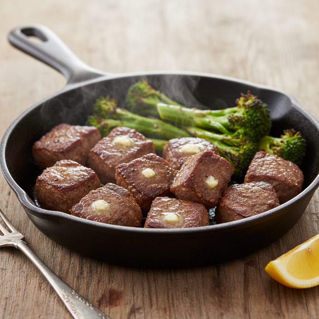 One-Pan Garlic Butter Steak Bites with Roasted Broccoli