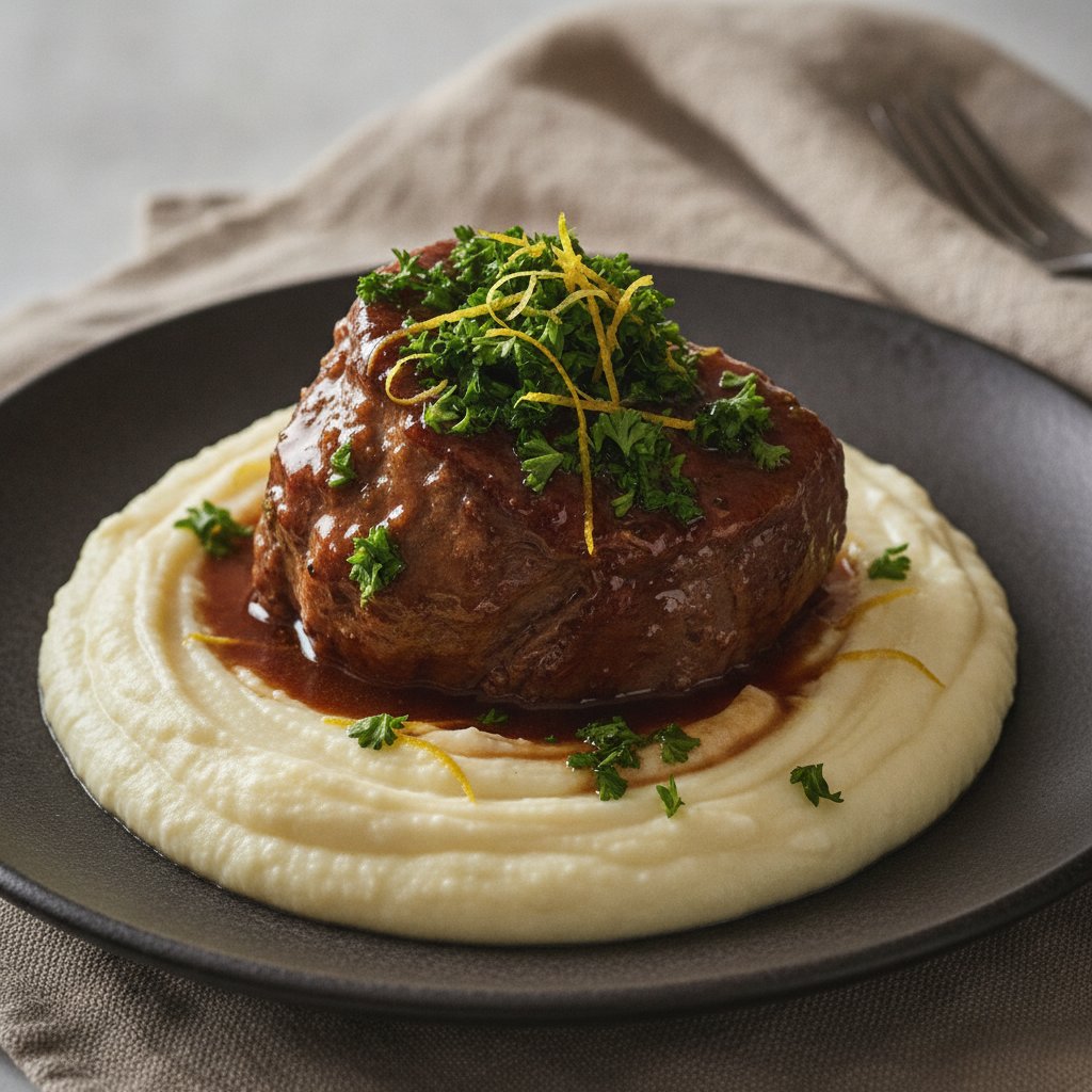 Tuscan Braised Osso Buco with Mascarpone Cauliflower Purée