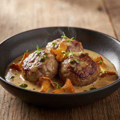 Sage-Infused Fennel Sausage Polpette with Wild Mushroom Velouté