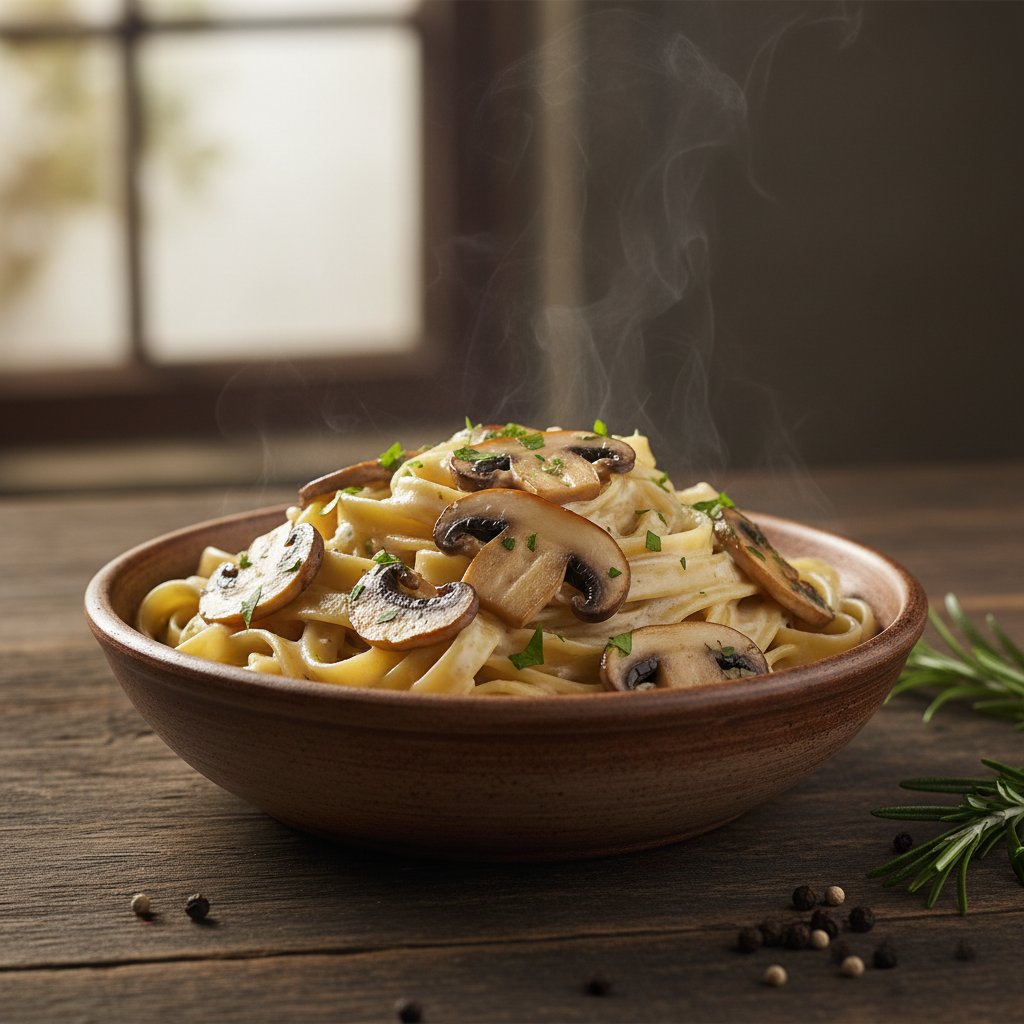 Creamy Garlic Herb Mushroom Fettuccine