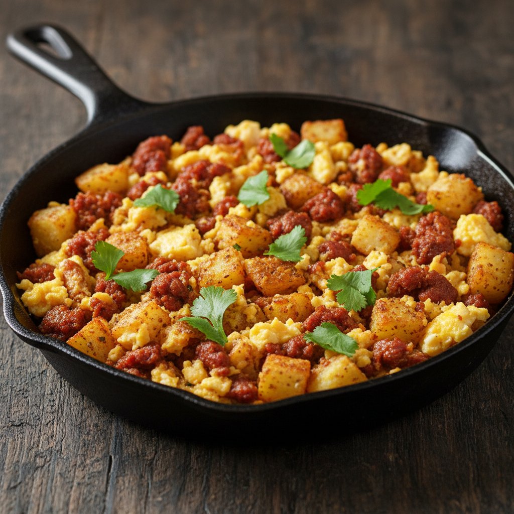 Sizzling Chorizo and Crispy Potato Skillet Scramble